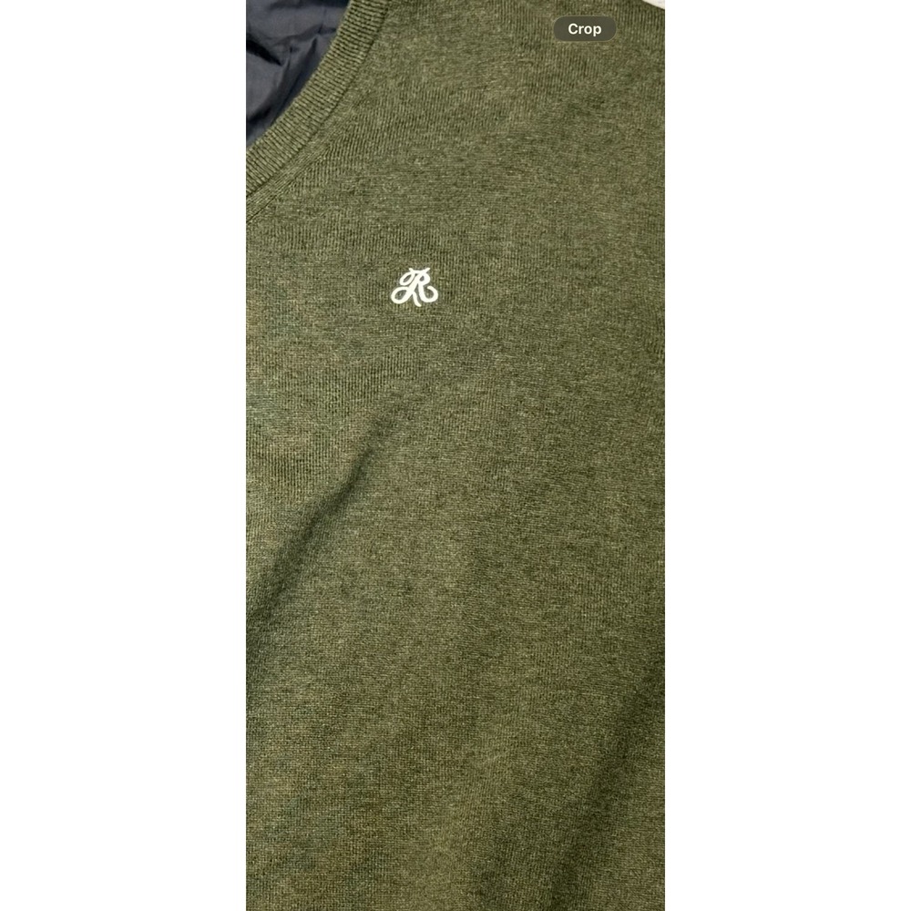 Oxford Golf V-Neck Sweater Men's Size Large Olive Green Embroidered Cursive "R" - Picture 11 of 11